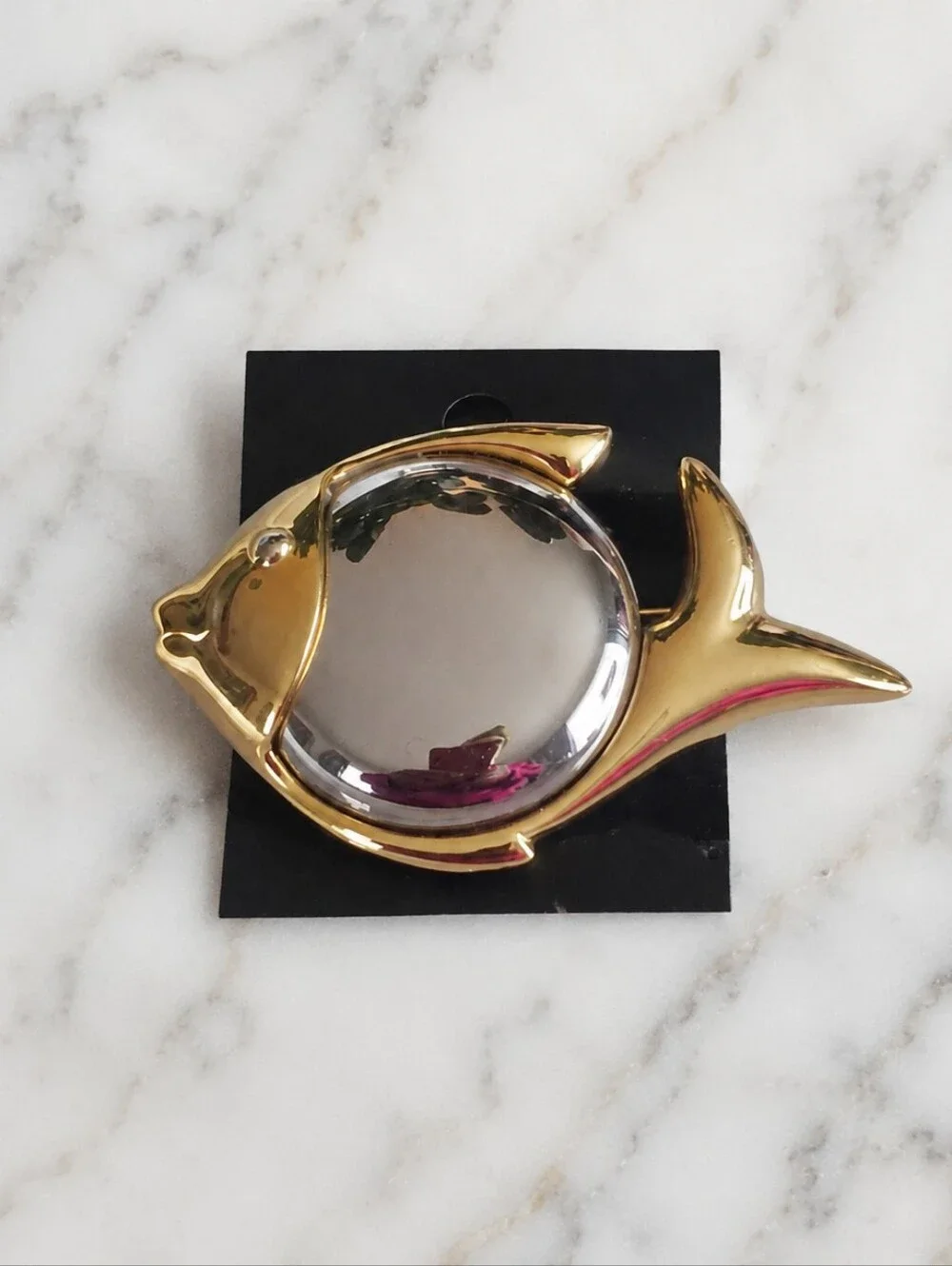 NWOT Gold Silver Tone Fish Brooch Pin Statement Ocean Coastal Jewelry